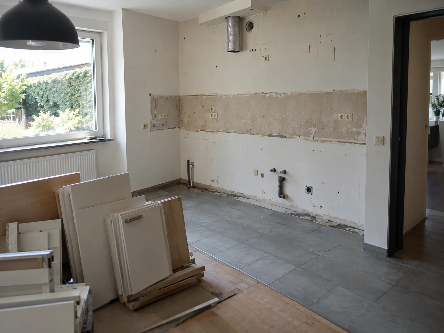 Keukenfronten en schachten voorbereiding voor montage bij keukenrenovatie